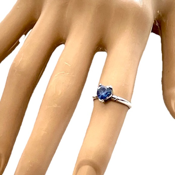 Sapphire Heart Shape Ring 925 Sterling Thailand Faucet Cut Sz. 5 3/4 Gemstone - Picture 5 of 8
